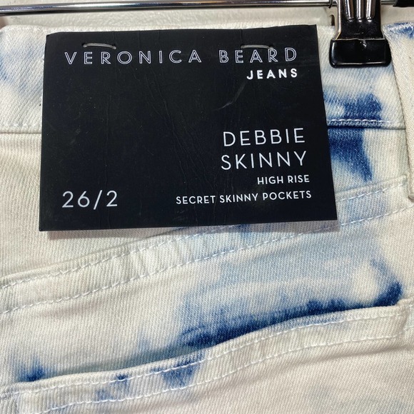 Veronica Beard Debbie Skinny High Rise Bleached Jeans Women 26 Secret PocketsNWT - Picture 12 of 13